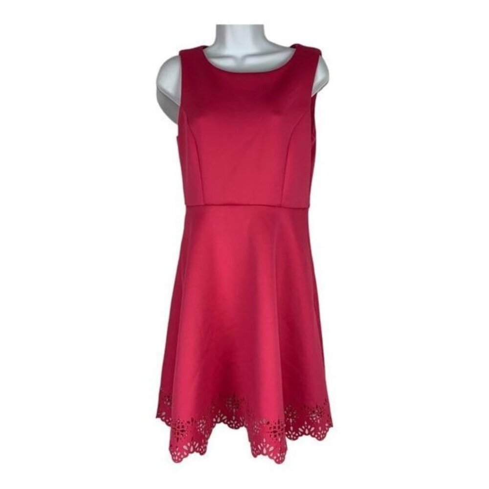 Cynthia Rowley Pink Sleeveless Fit & Flare Dress With Laser Cut Hem